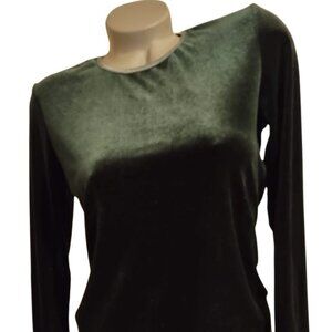 WOMEN GUALITY GREEN VELVET BLOUSE SZ S